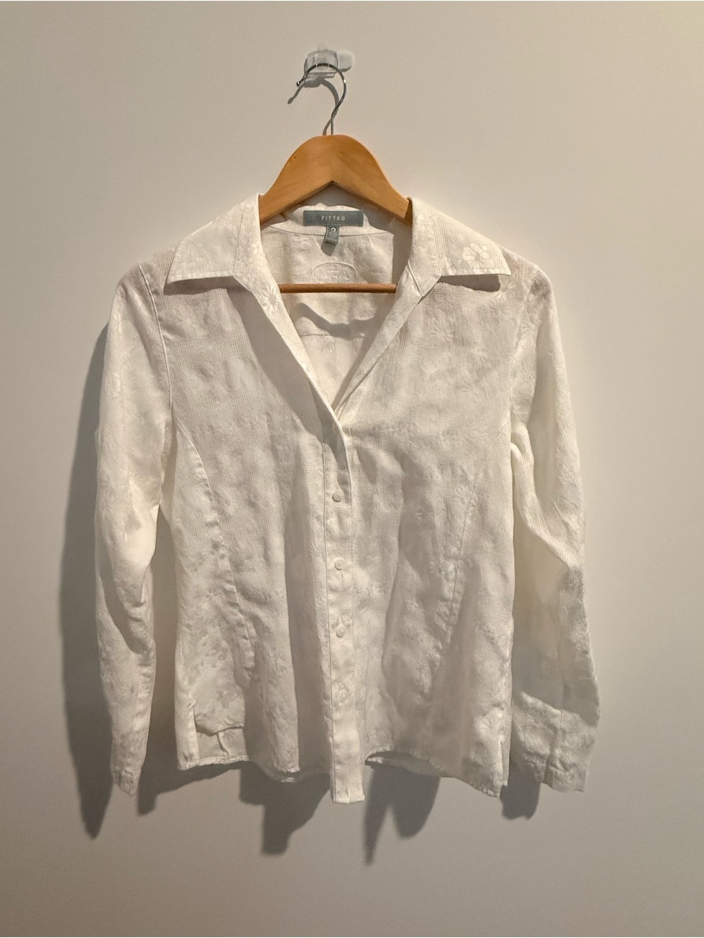 Foxcroft Flower White Button-Up Blouse